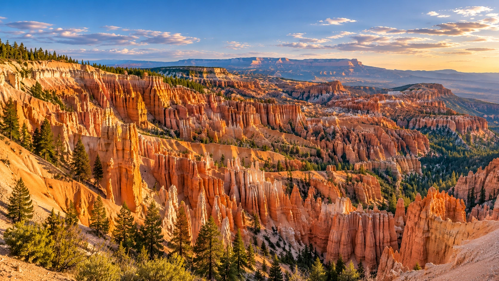 Approved artistic panoramic illustration of Bryce Canyon National Park, not a documentary photograph