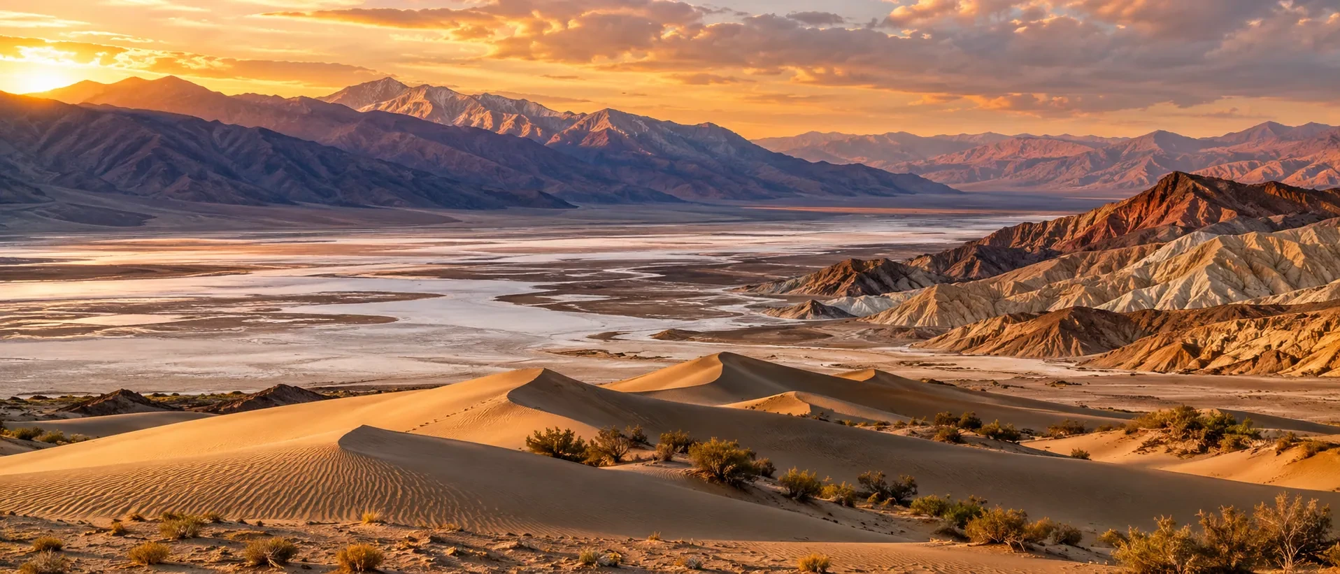 Approved artistic panorama illustrating Death Valley National Park; not a documentary photograph