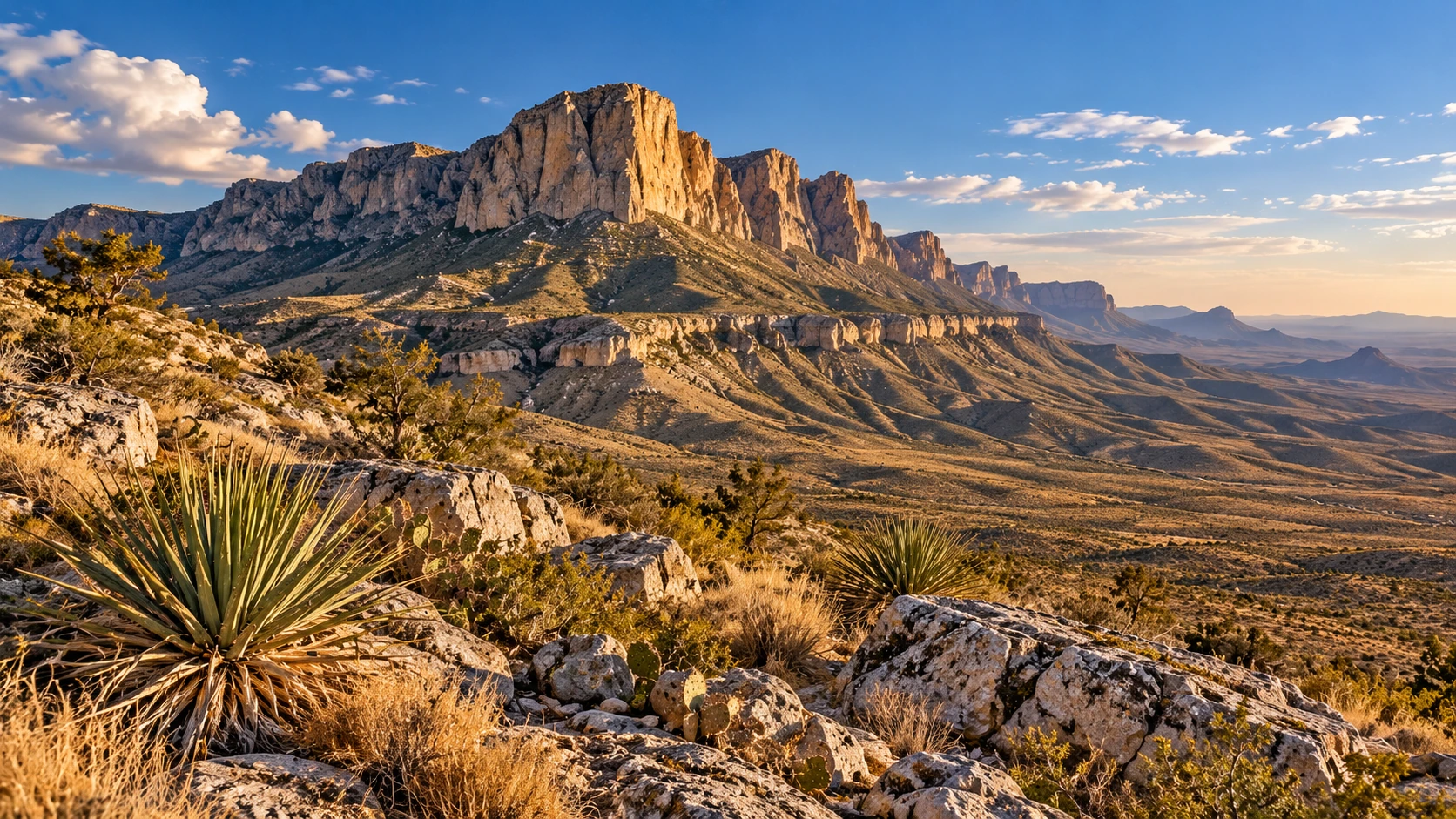Artistic panoramic concept for Guadalupe Mountains National Park (not a documentary photograph)