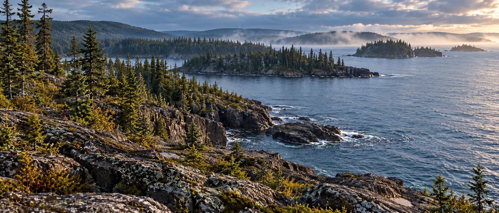 Artistic panoramic concept for Isle Royale National Park (not a documentary photograph)