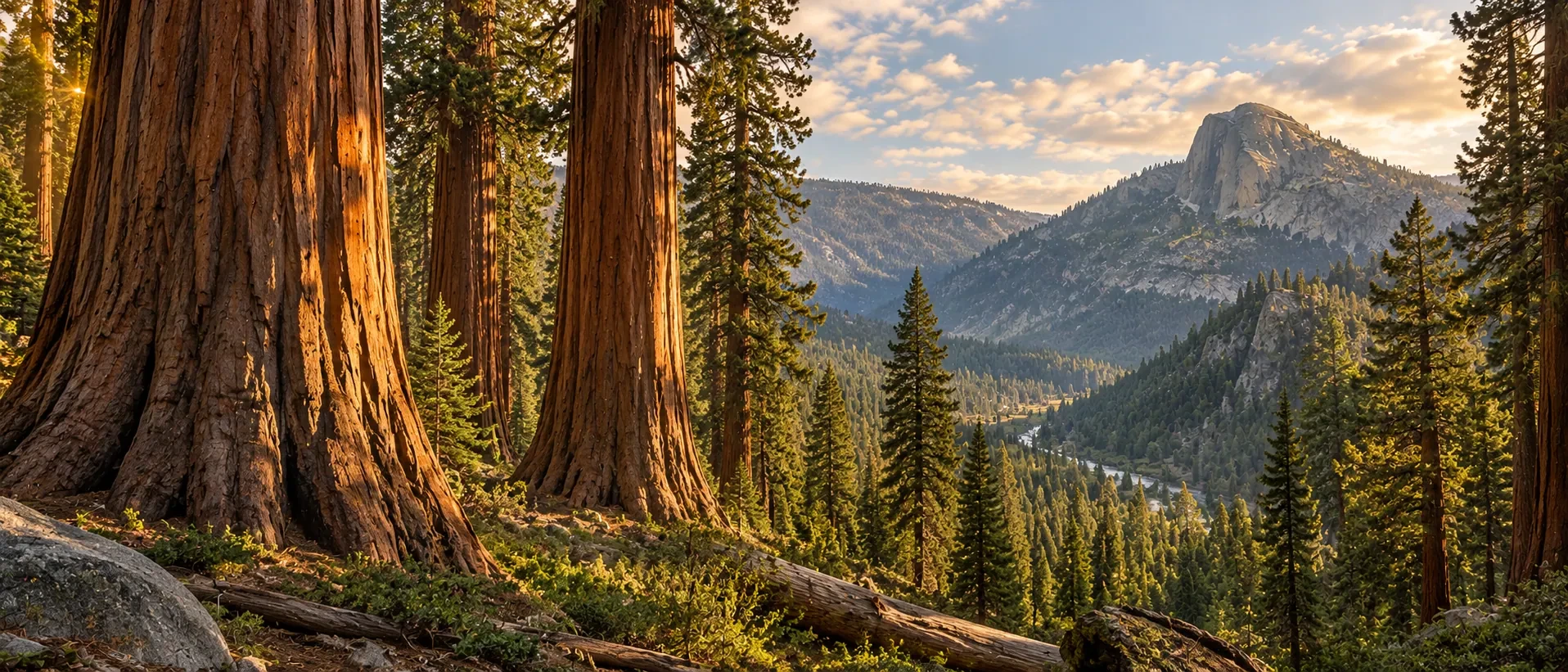 Approved artistic panorama illustrating Sequoia National Park; not a documentary photograph