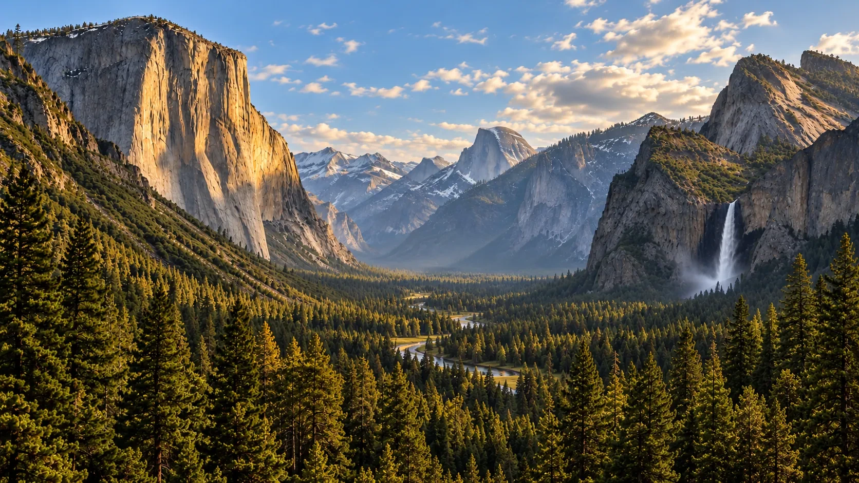 Approved artistic panorama illustrating Yosemite National Park; not a documentary photograph